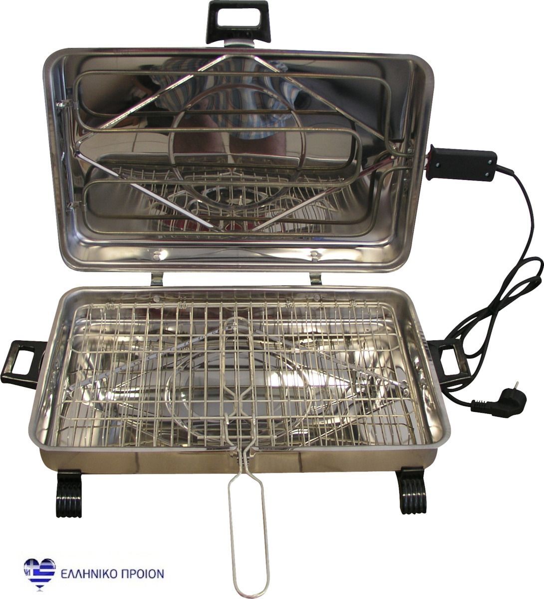ΦΟΙΝΙΞ Επιτραπέζια Ηλεκτρική Ψησταριά  Σχάρας 1150W με Καπάκι 36x26εκ.