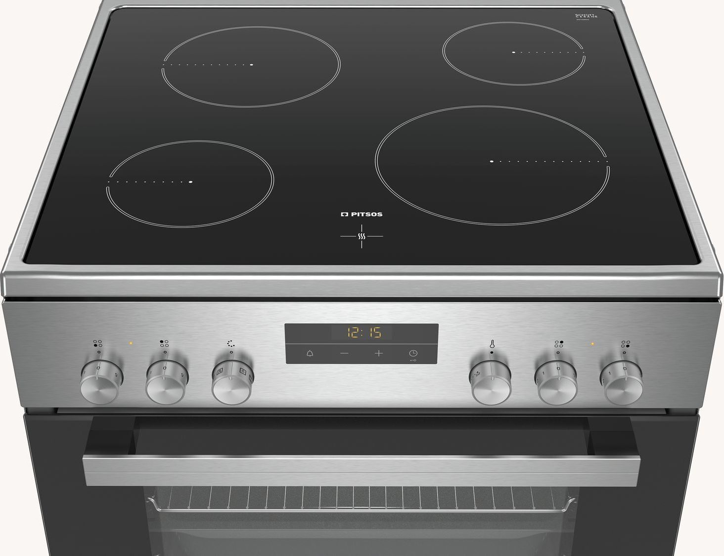 Pitsos PHN039150 Κουζίνα 66lt με Κεραμικές Εστίες Π60εκ. Inox