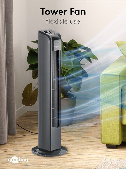 GOOBAY ανεμιστήρας πύργος 59517 με τηλεχειριστήριο, 80cm, 50W, γκρι