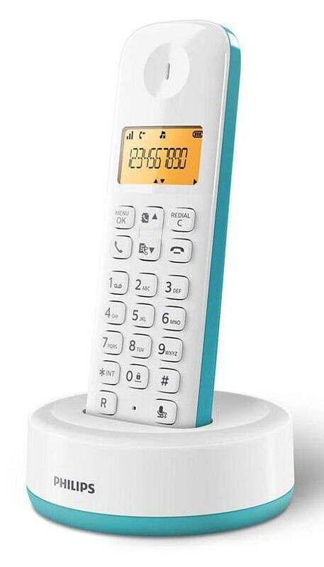 PHILIPS D1601T Ασύρματο Τηλέφωνο Λευκό/Πράσινο