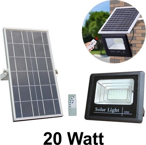 Optonica Στεγανός Ηλιακός Προβολέας LED 20W Ψυχρό Λευκό 6000K με Τηλεχειριστήριο IP65