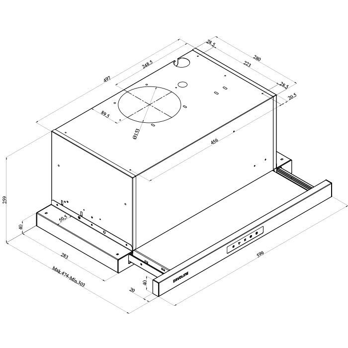 Davoline Ios Pro 60 Συρόμενος Απορροφητήρας 60cm Inox