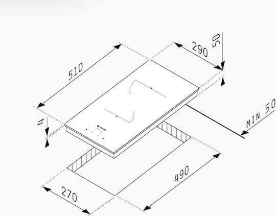 Pyramis PHC32210FMB Domino Κεραμική Εστία Αυτόνομη 29x51εκ.