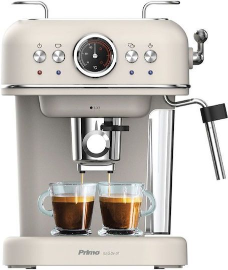 Primo PREM-40445 Μηχανή Espresso 1050W Πίεσης 20bar Ιβουάρ-Chrome
