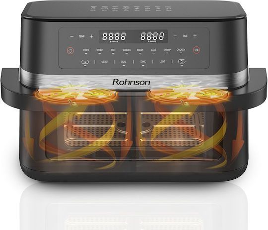 Rohnson Air Fryer με Διπλό Αποσπώμενο Κάδο 11.5lt Γκρι R-2881