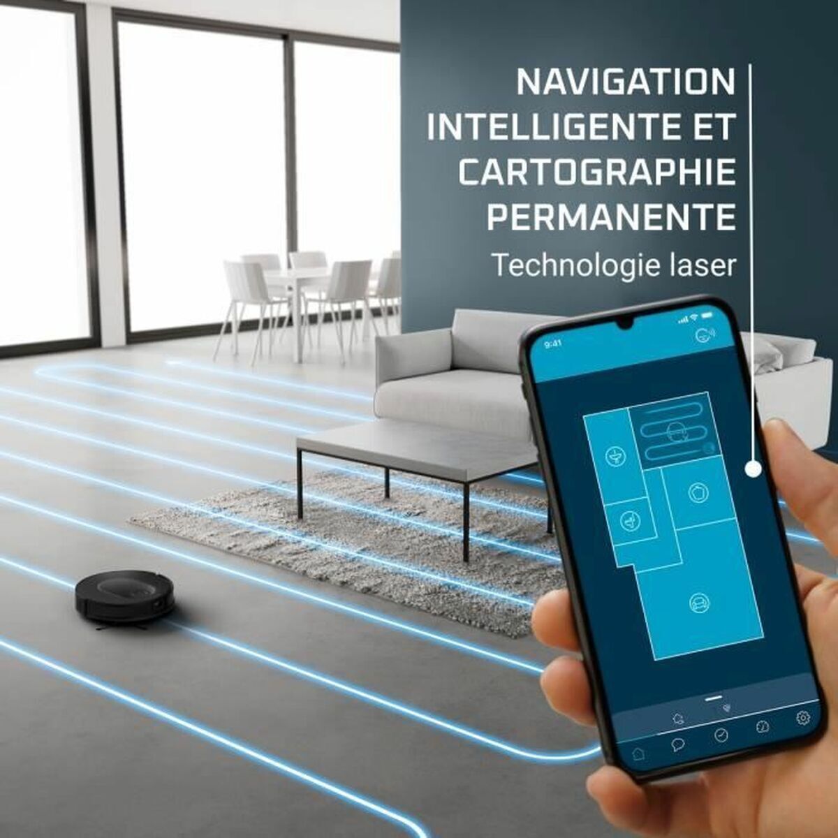 Rowenta Xplorer Series 65 Σκούπα Ρομπότ για Σκούπισμα & Σφουγγάρισμα με Wi-Fi Μαύρη