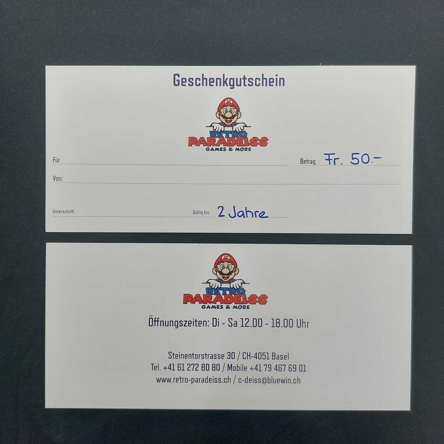 GUTSCHEIN IM WERT VON 50 CHF