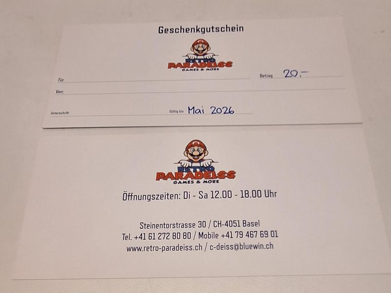 GUTSCHEIN IM WERT VON 20 CHF ! GÜLTIGKEIT BIS ENDE MAI 2026 !