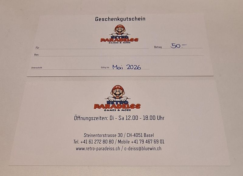 GUTSCHEIN IM WERT VON 50 CHF - GÜLTIGKEIT BIS ENDE MAI 2026 !