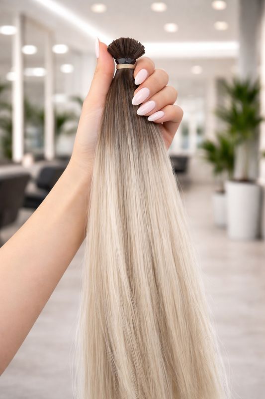 Deluxe Echthaar ROOT Mini  Nr.7a Dirty Blond auf Nr. 1001a Silberblond