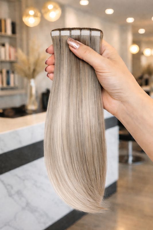Osteuropäische Tape in Extensions Gesträhnt Nr. Nordic Silver Blond