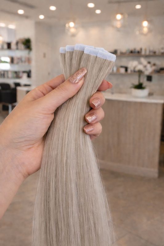 Osteuropäische Tape in Extensions Nr. Silver Fox