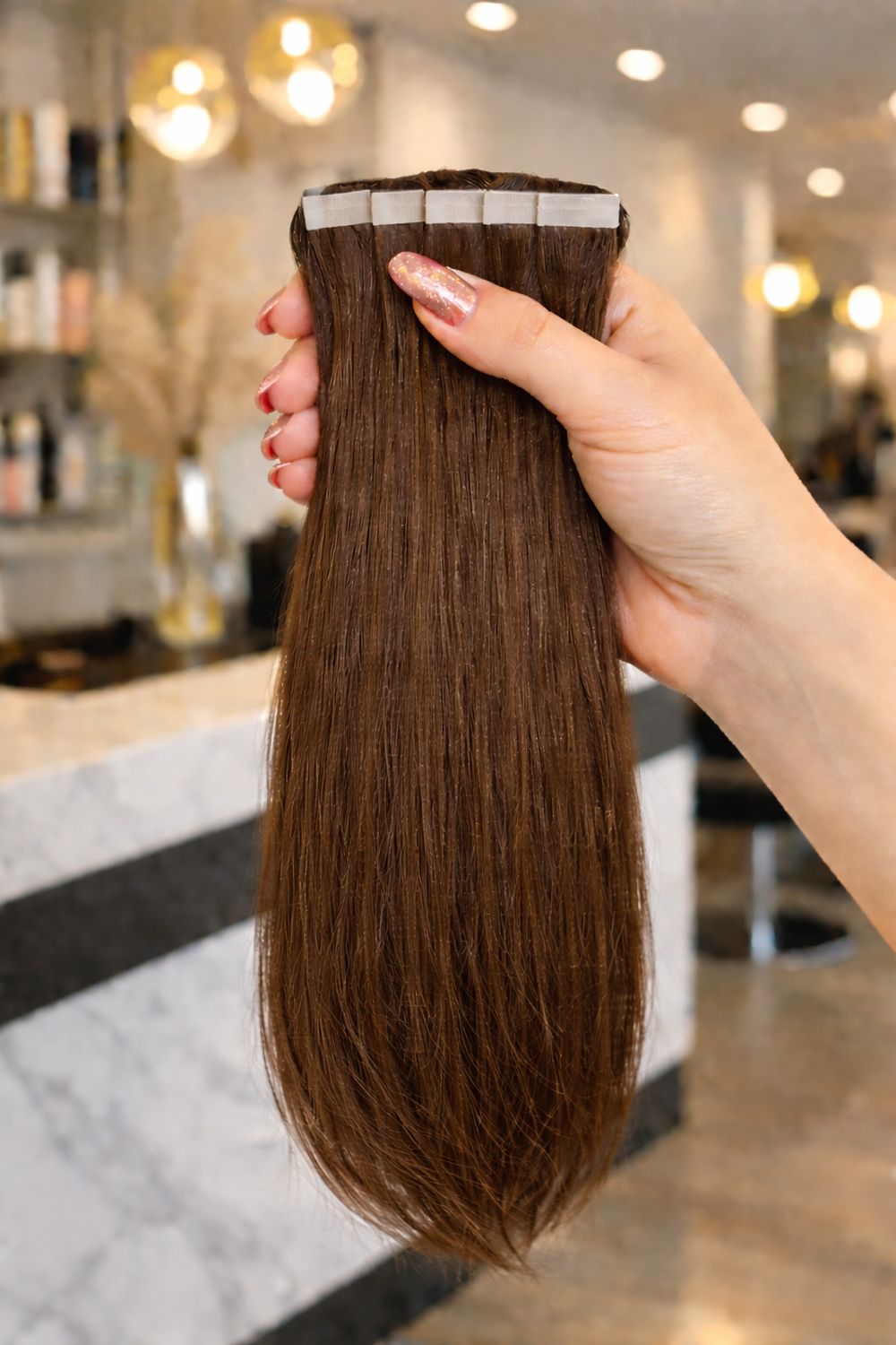 Osteuropäische Tape in Extensions Nr.4 Mittelbraun