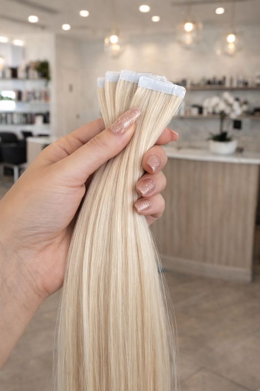 Osteuropäische Tape in Extensions Gesträhnt Nr. Golden Highlights Blond