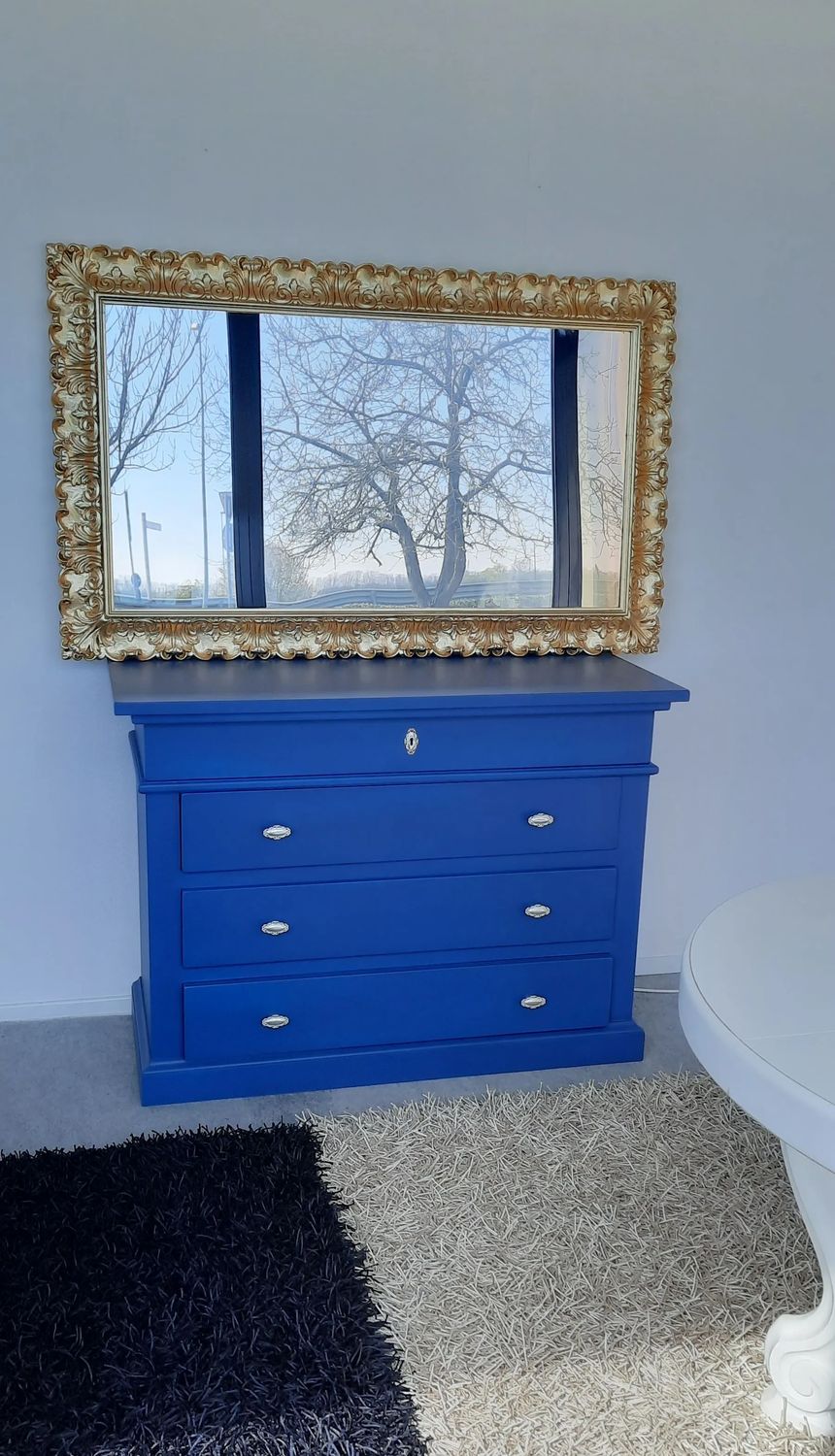 Comò Blu classico in legno massiccio