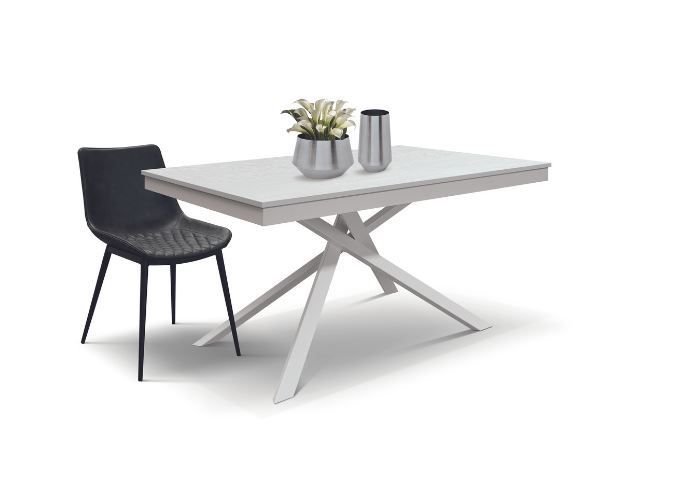 Tavolo  Francesca Allungabile con base in metallo e piano laminato Bianco Frassino