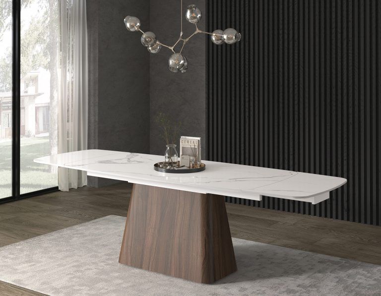 Tavolo Allungabile con Piano in Ceramica Statuario