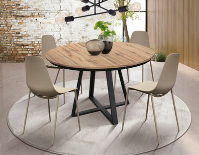 Tavolo Allungabile con base in metallo e piano   nobilitato Rovere
