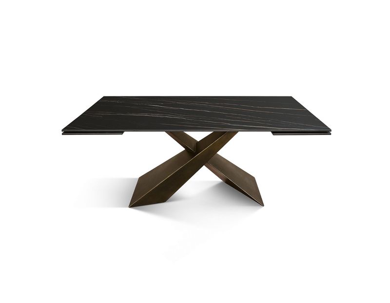 Tavolo Allungabile Rettangolare con Piano in Ceramica  Golden Matt Nero