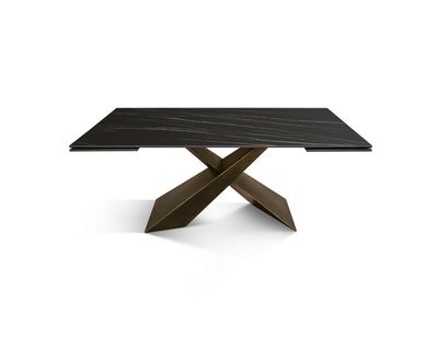 Tavolo Allungabile Rettangolare con Piano in Ceramica  Golden Matt Nero