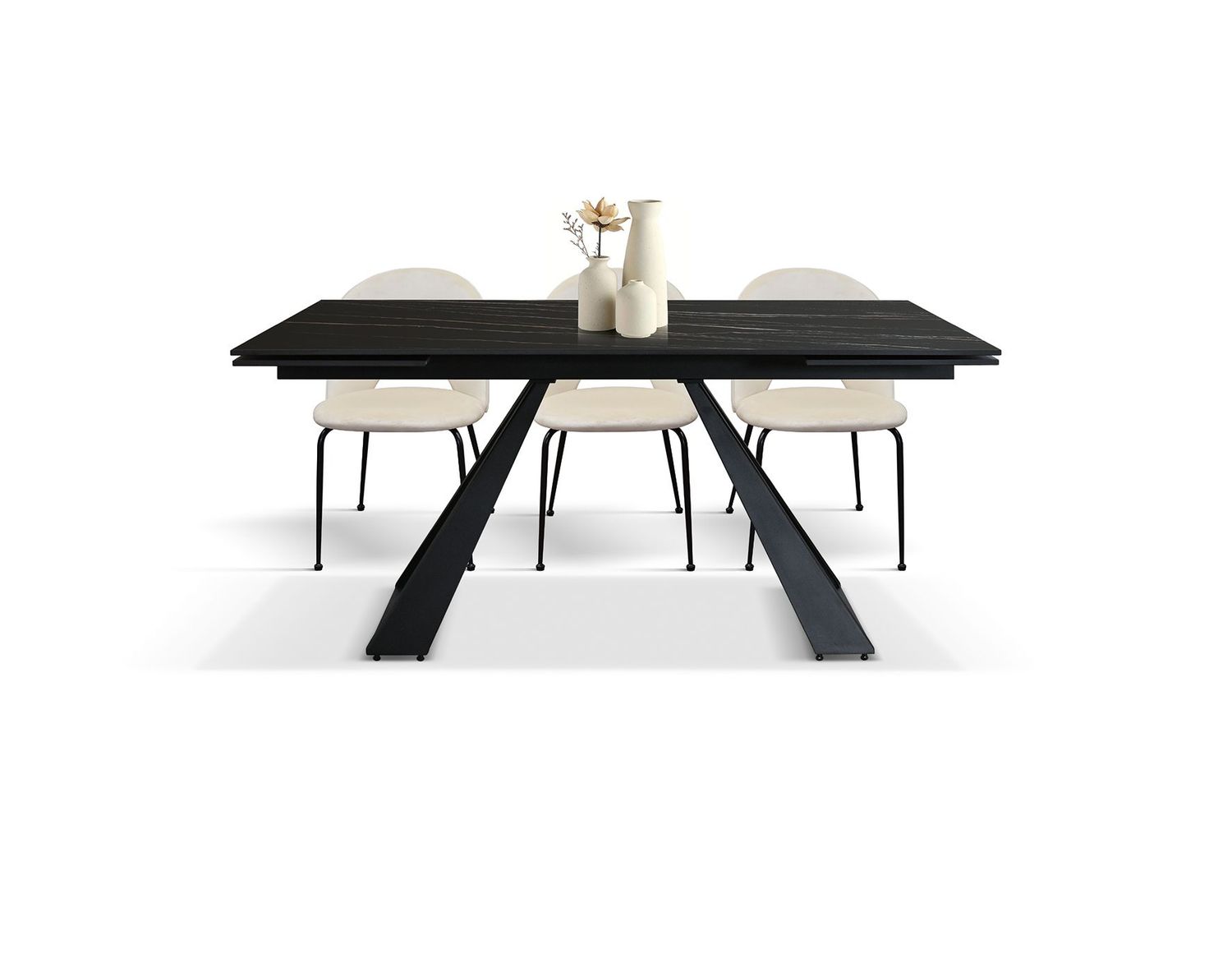 Tavolo Allungabile con Piano in Ceramica  Golden Matt nero