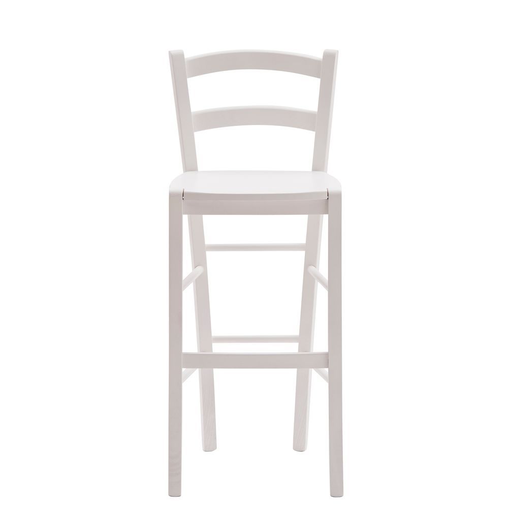 Sgabello in Legno Laccato Bianco