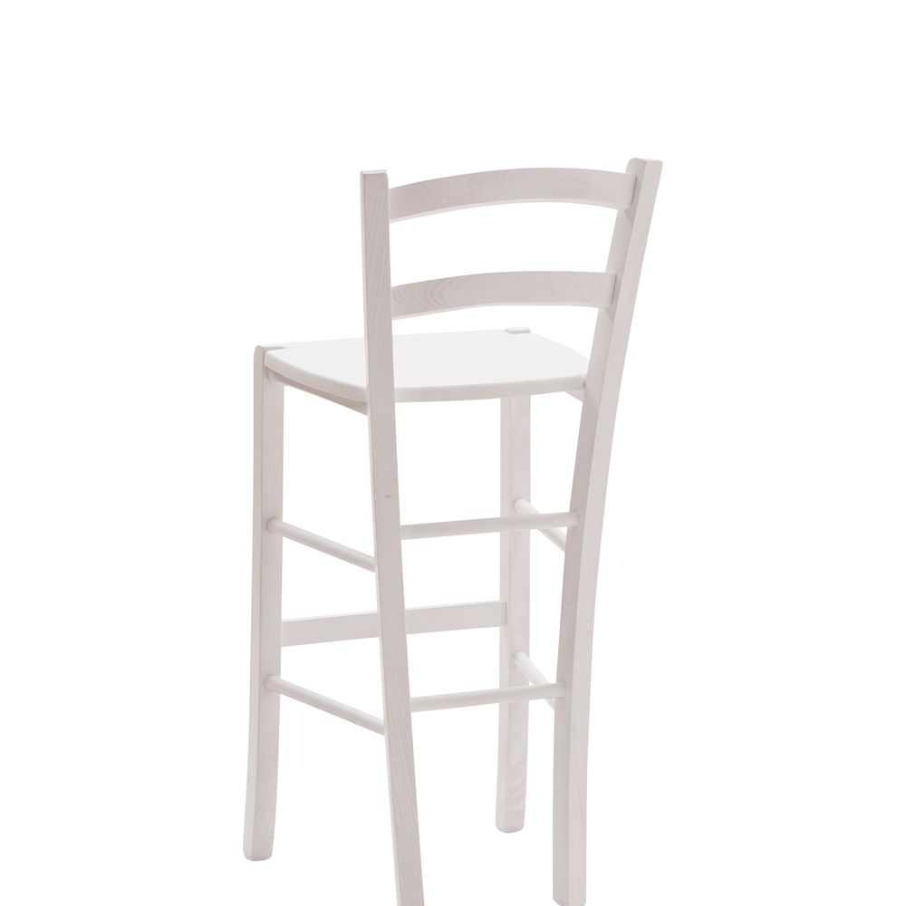 Sgabello in Legno Laccato Bianco