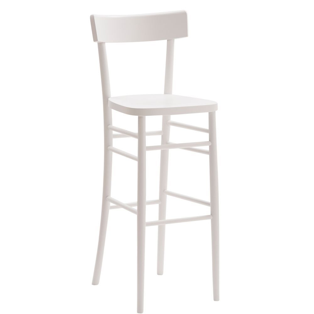 Sgabello in Legno Laccato Bianco