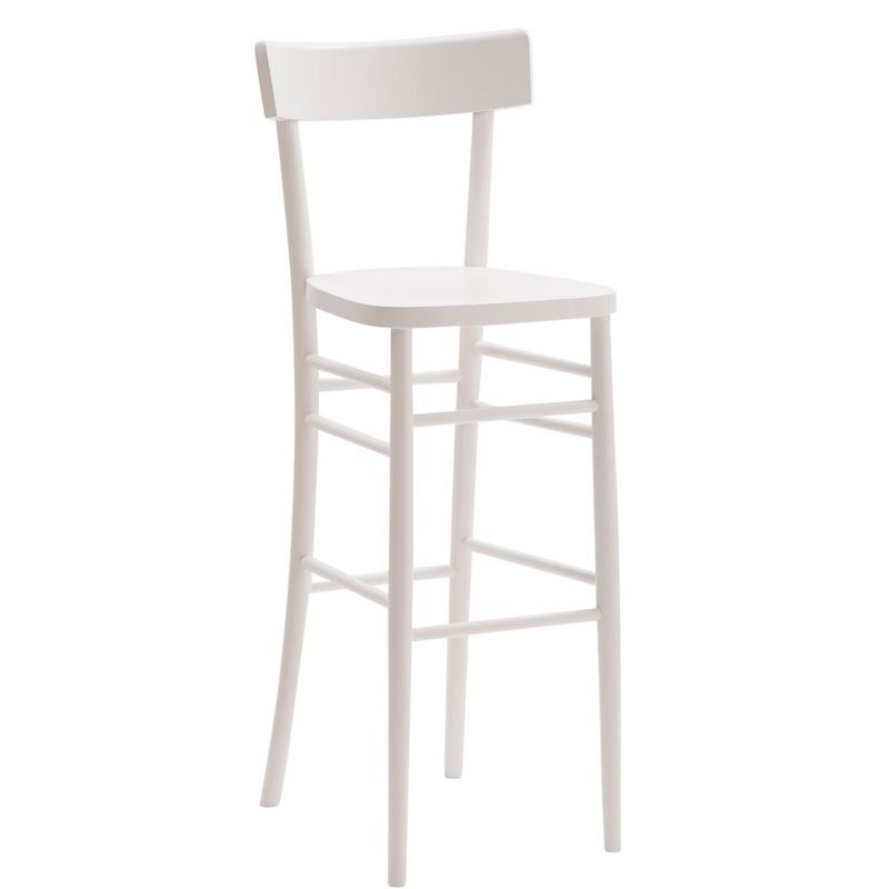 Sgabello in Legno Laccato Bianco Sgabello in Legno Laccato Bianco