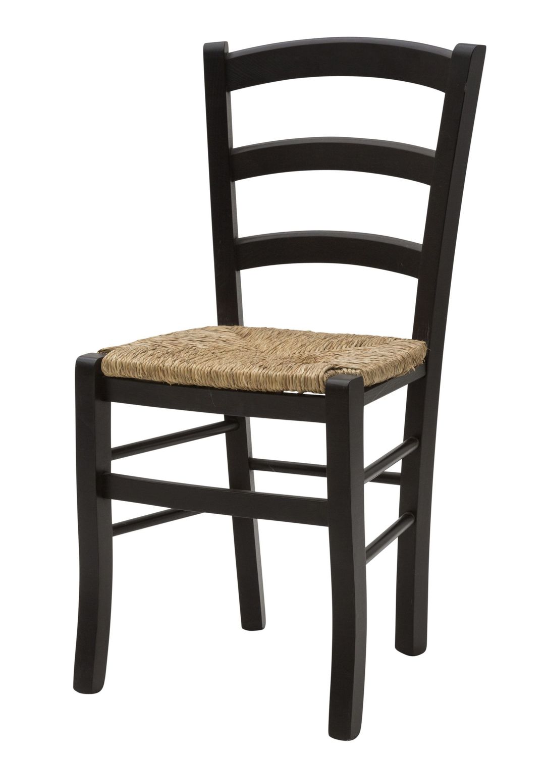 Sedia da Cucina in Legno con Fondino Impagliato Colore Nero