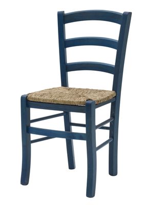 Sedia da Cucina in Legno con Fondino Impagliato Colore Blu Sedia da Cucina in Legno con Fondino Impagliato Colore Blu