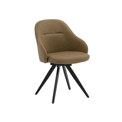 Sedia Con Braccioli Imbottita in Ecopelle Colore Marrone Chiaro