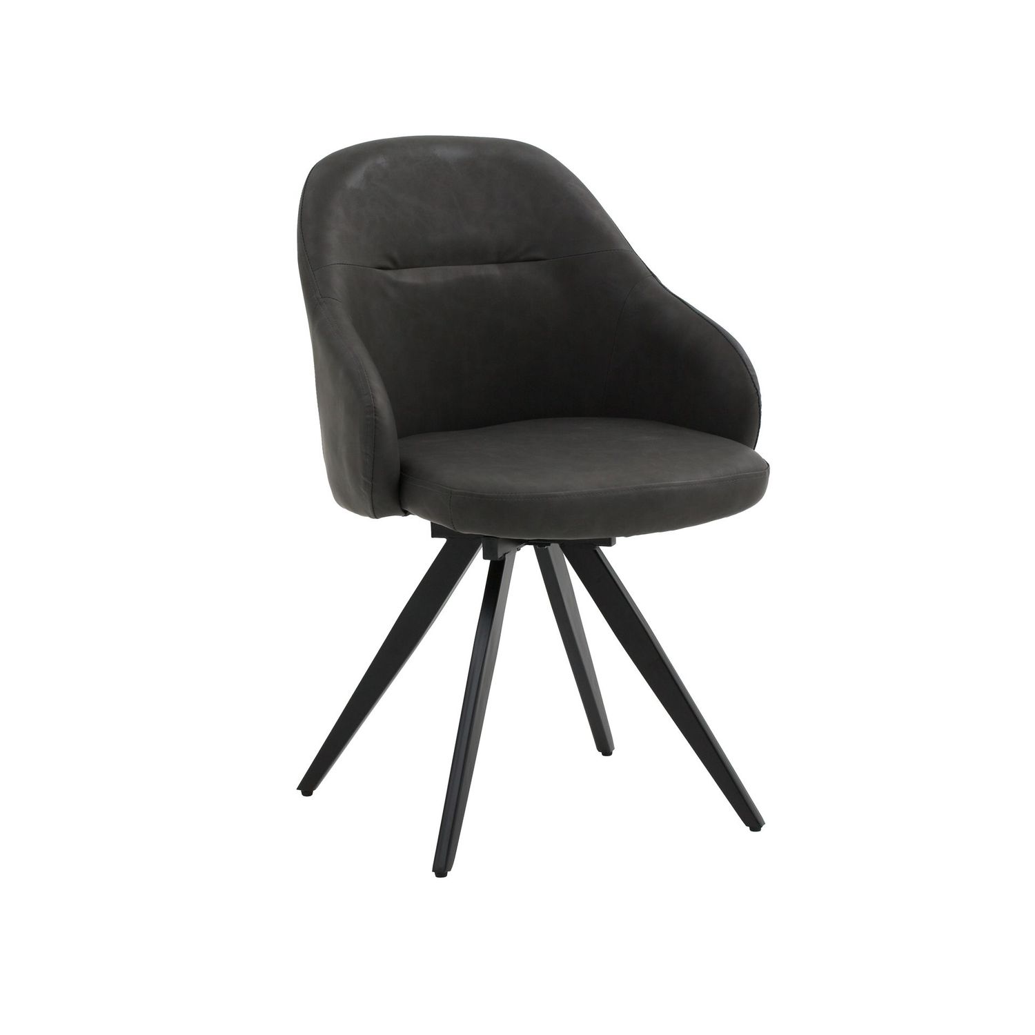 Sedia Con Braccioli Imbottita in Ecopelle Colore Grigio Scuro