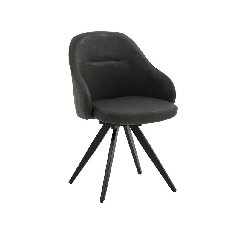 Sedia Con Braccioli Imbottita in Ecopelle Colore Grigio Scuro Sedia Con Braccioli Imbottita in Ecopelle Colore Grigio Scuro
