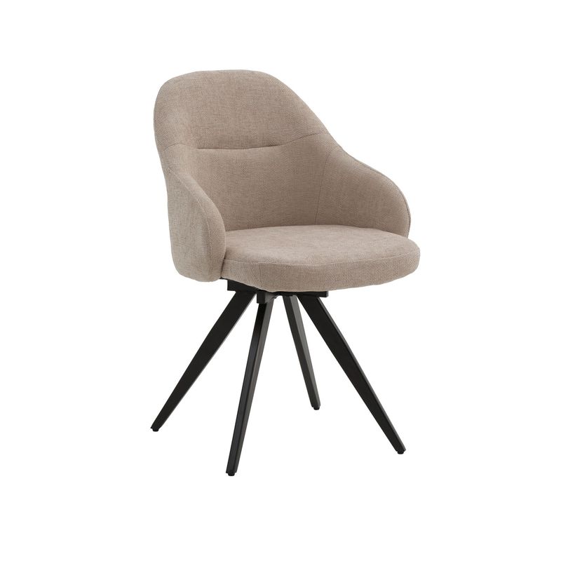 Sedia Con Braccioli Imbottita in Tessuto Beige Sedia Con Braccioli Imbottita in Tessuto Beige