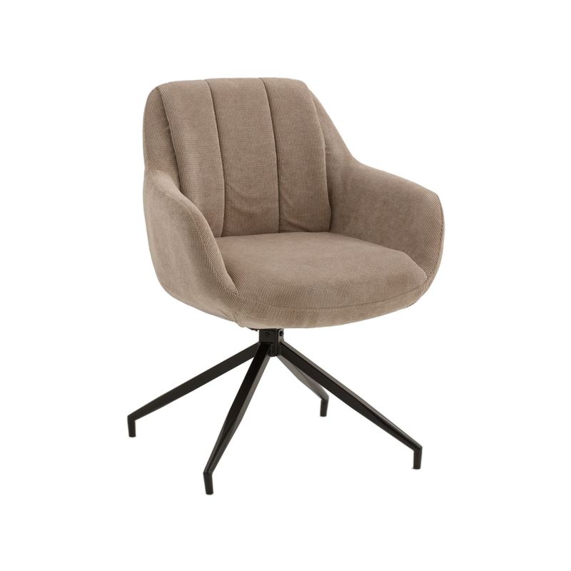 Sedia Con Braccioli Imbottita in Tessuto Beige Sedia Con Braccioli Imbottita in Tessuto Beige
