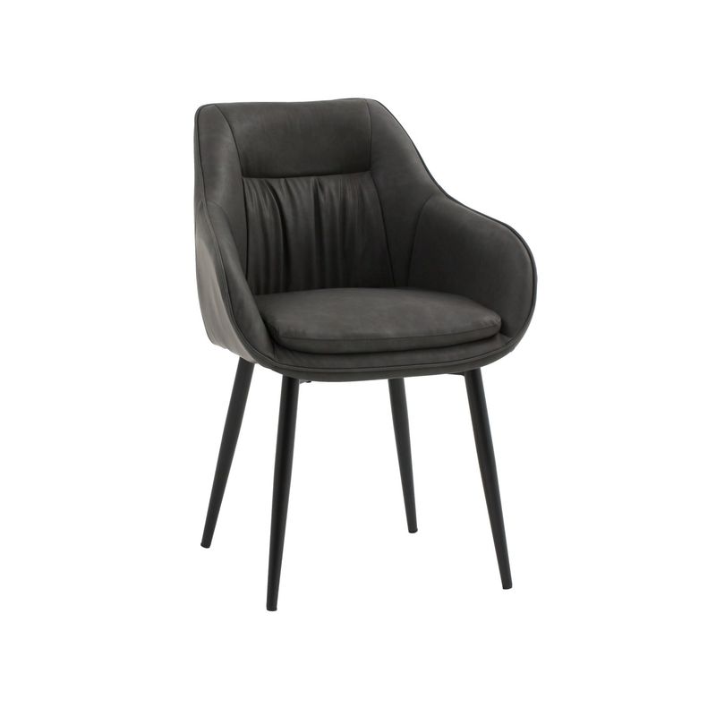 Sedia Con Braccioli Imbottita in Ecopelle Grigio Scuro Sedia Con Braccioli Imbottita in Ecopelle Grigio Scuro