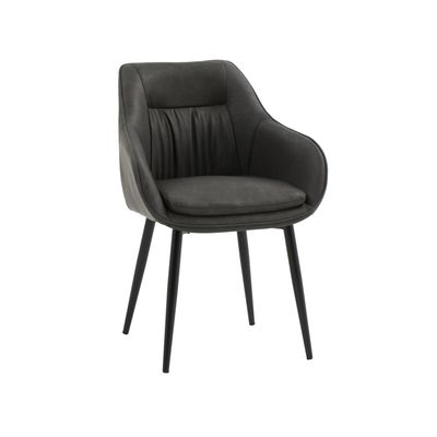 Sedia Con Braccioli Imbottita in Ecopelle Grigio Scuro Sedia Con Braccioli Imbottita in Ecopelle Grigio Scuro