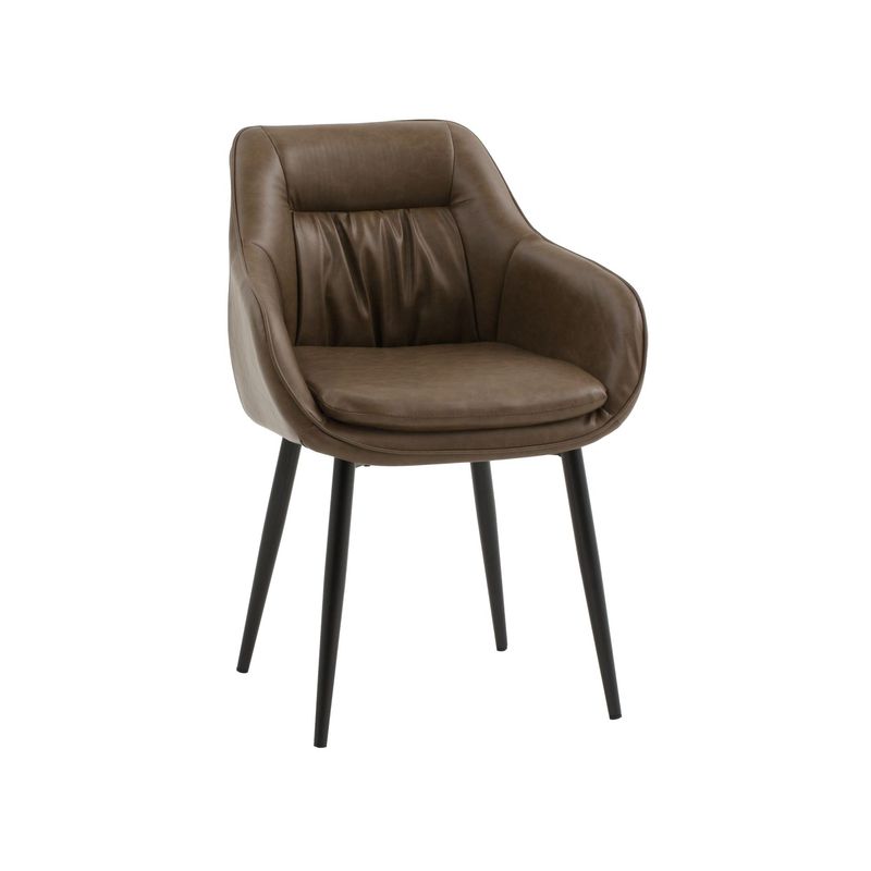 Sedia Con Braccioli Imbottita in Ecopelle Marrone Sedia Con Braccioli Imbottita in Ecopelle Marrone