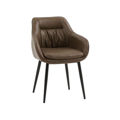 Sedia Con Braccioli Imbottita in Ecopelle Marrone Sedia Con Braccioli Imbottita in Ecopelle Marrone