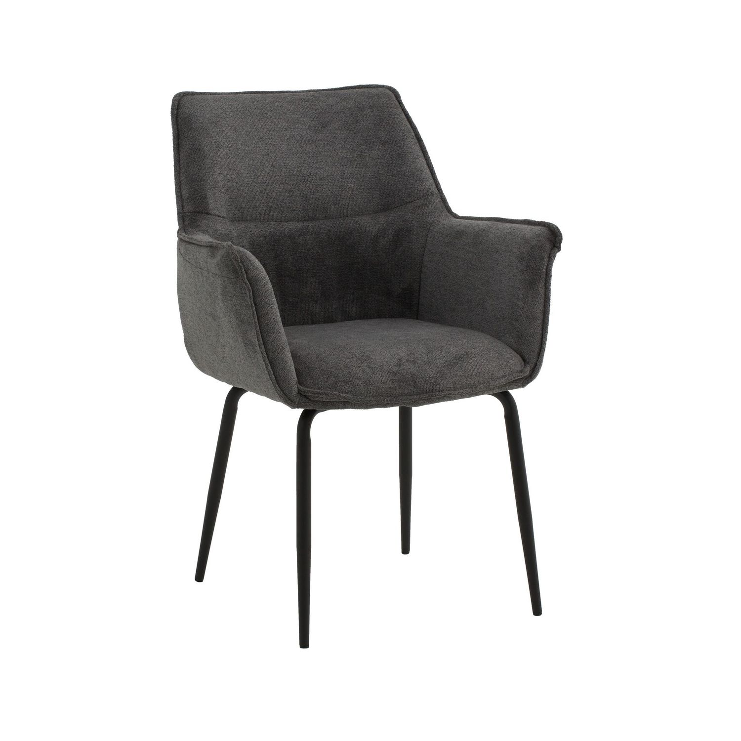 Sedia Imbottita in Tessuto Grigio Scuro