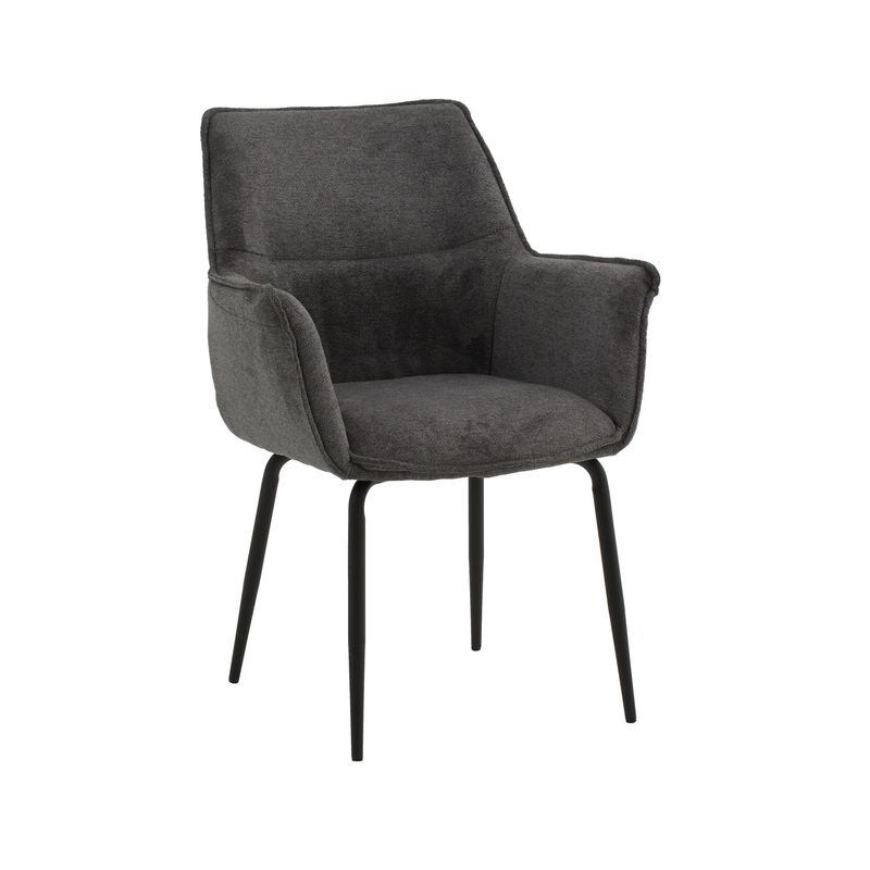 Sedia Imbottita in Tessuto Grigio Scuro Sedia Imbottita in Tessuto Grigio Scuro