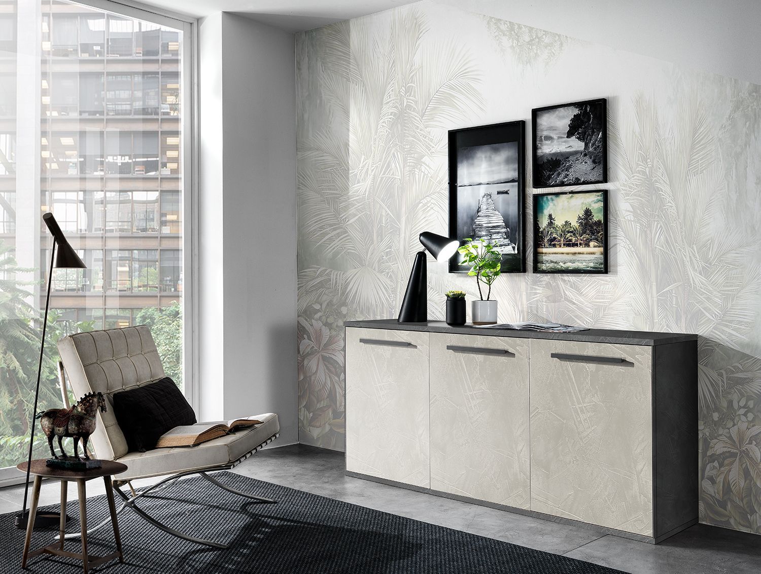 Madie a 3 ante in Laminato Colore Resina Chiara e Resina Scura