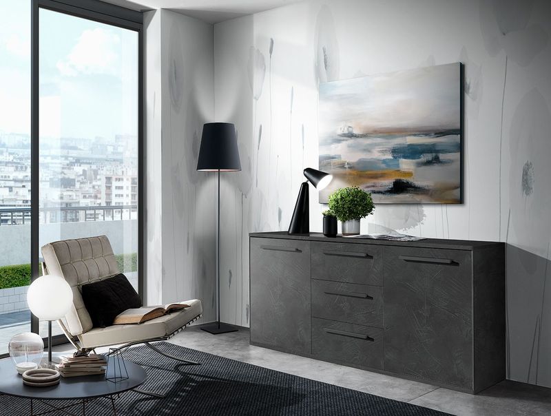 Madia a 3 Anta in Laminato Colore Resina Scura Madia a 3 Anta in Laminato Colore Resina Scura