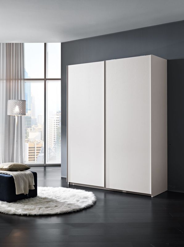 Armadio a 2 Ante Scorrevoli in Laminato Colore Bianco Frassinato