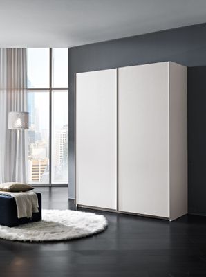 Armadio a 2 Ante Scorrevoli in Laminato Colore Bianco Frassinato