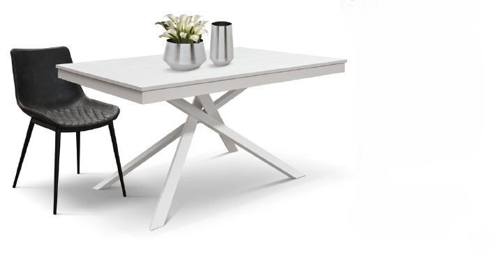 Tavolo Francesca Allungabile con base in metallo e piano laminato Bianco Frassino