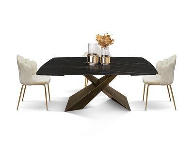Tavolo Allungabile con Piano in Ceramica Golden Matt nero Tavolo Allungabile con Piano in Ceramica Golden Matt nero