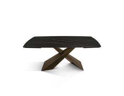 Tavolo Allungabile con Piano in Ceramica  Golden Matt nero