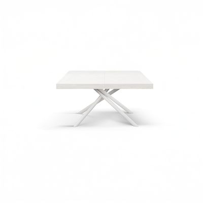Tavolo Rettangolare Allungabile in Laminato Bianco Frassinato Tavolo Rettangolare Allungabile in Laminato Bianco Frassinato
